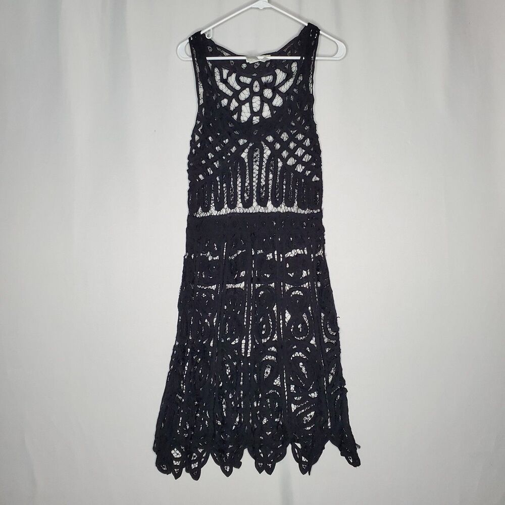 Hazel Sheer Midi Dressโ Small Black Lace Crochet Overlay Witchy Fairy Y2K Derby
